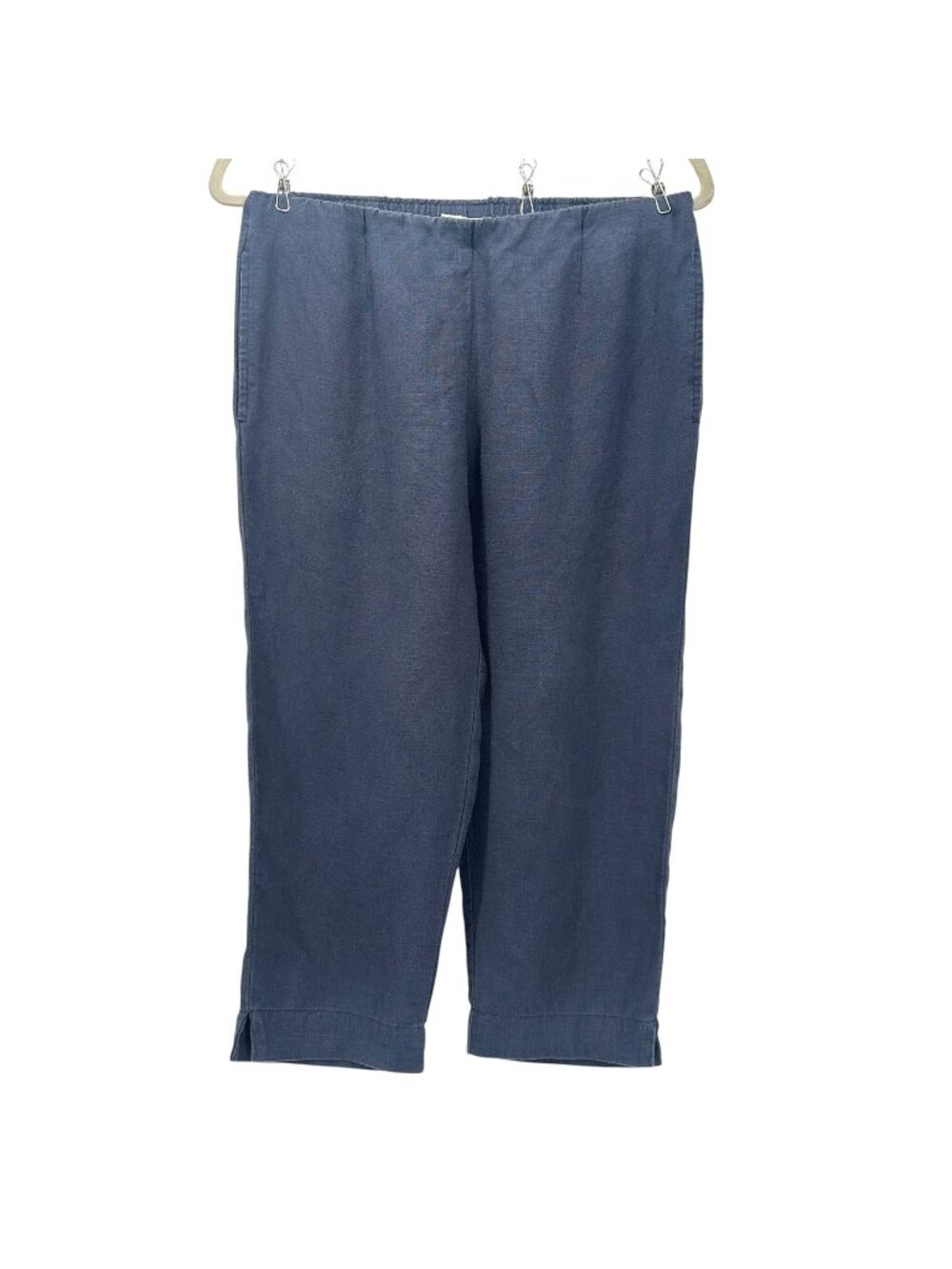 J. Jill Love Linen Womens Petites XSP Pants Linen Cropped Capris Pull On Blue